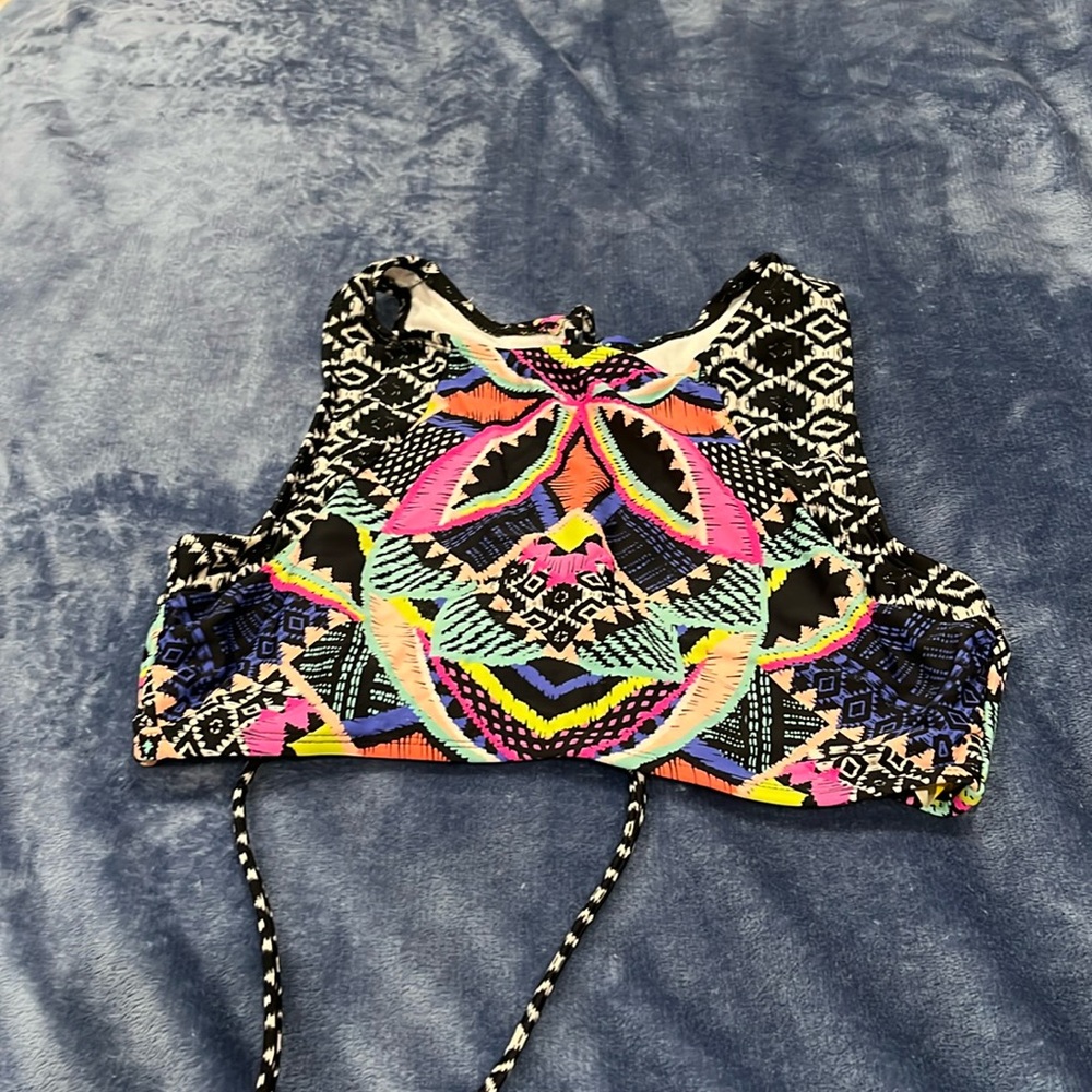 Colorful high neck bikini top